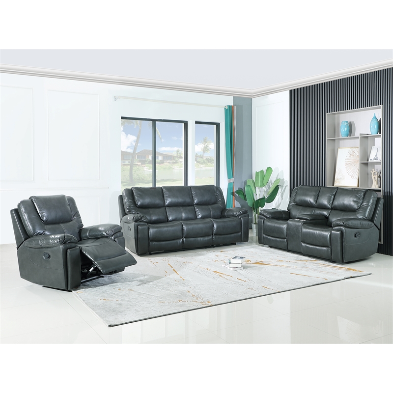 Titan Furnishings 3-Piece Leather Air Sofa Set with Console Loveseat