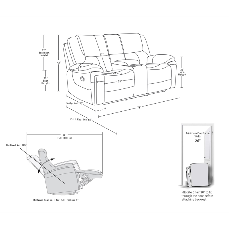Titan Furnishings Transitional Leather Air Console Loveseat