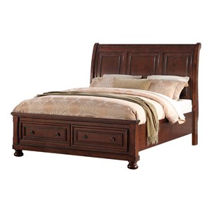 avalon furniture sophia 2 drawers rubber wood king storage bed in cherry