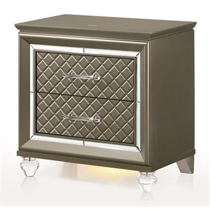 avalon furniture saville row rubber wood nightstand in antique platinum silver