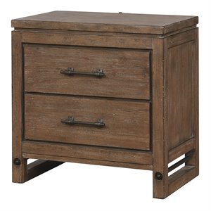 avalon furniture round rock transitional rubber wood solids nightstand in brown