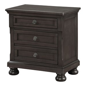 Avalon Furniture Soriah Traditional Rubber Wood/Mindy Veneer Nightstand in Gray