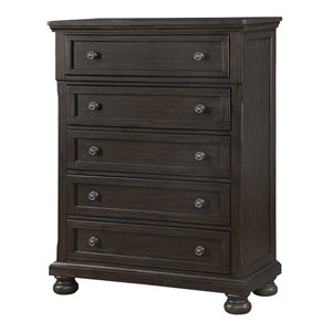 avalon furniture lauren rubber wood & pine solids chest in brushed brown