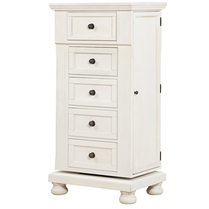 avalon furniture stella rubber wood & mindy veneer swing lingerie chest in white
