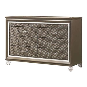 avalon furniture saville row rubber wood dresser in antique platinum silver