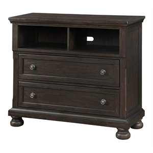 avalon furniture lauren rubber wood & acacia veneer media chest in brushed brown