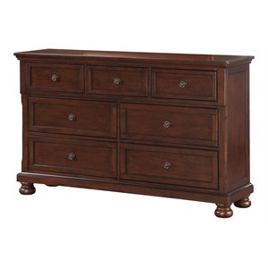 avalon furniture sophia traditional rubber wood & pine solids dresser in cherry
