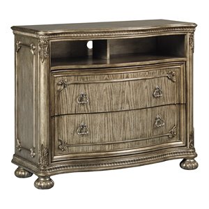 avalon furniture seville rubber wood media in translucent platinum/bronze