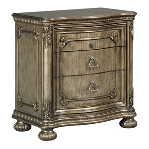 avalon furniture seville rubber wood nightstand in translucent platinum/bronze