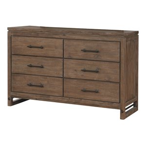 Avalon Furniture Round Rock Rubber Wood Dresser in Brushed Medium Acacia Brown