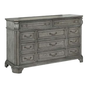 Avalon Furniture Grand Isle Poplar Solids Wood Dresser in Wire Brushed Gray