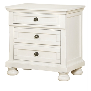 avalon furniture stella rubber wood & mindy veneer nightstand in white