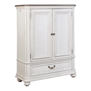 avalon furniture west chester pine solids wood armoire in weathered oak/white
