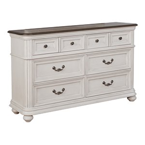 Avalon Furniture West Chester Pine Solids Wood Dresser in Weathered Oak/White