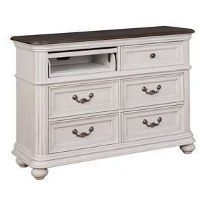 avalon furniture west chester pine solids wood media in weathered oak/white