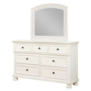 Avalon Furniture Stella Rubber Wood Dresser with Hidden Drawer in White