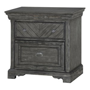 Avalon Furniture Timber Crossing Solid Acacia Wood Nightstand in Brushed Gray