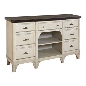Avalon Furniture Mystic Cay Coastal Rubber Wood Sideboard in Brown/Ocean White
