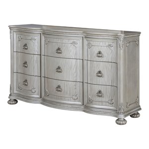 Avalon Furniture Andalusia Rubber Wood Dresser in Translucent Pearlized White