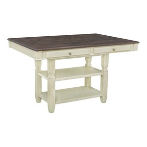 Avalon Furniture Homeplace Wood Counter Height Table in Brushed Dark Oak/White