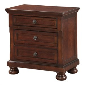 Avalon Furniture Sophia Traditional Rubber Wood & Poplar Nightstand in Cherry