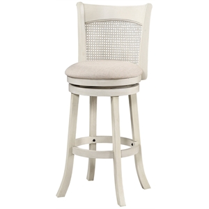 avalon furniture rubber wood cane back swivel bar stool in antique white