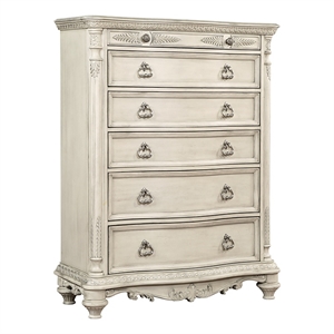 avalon furniture 6-drawer traditional solid wood chest in antique white