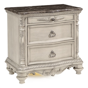avalon furniture 3-drawer traditional solid wood nightstand in white