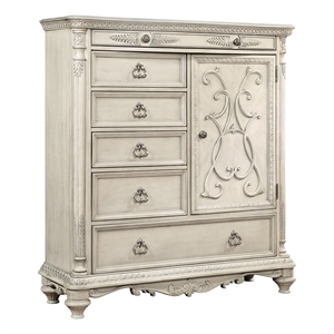 avalon furniture traditional solid wood gentlemen's chest in antique white