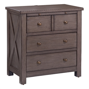 avalon furniture 4-drawer farmhouse solid wood nightstand in light gray