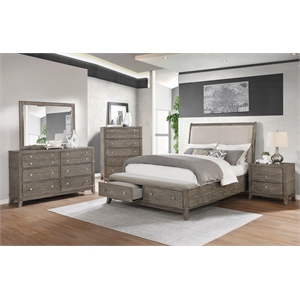 avalon furniture 3-drawer transitional wood nightstand in light gray