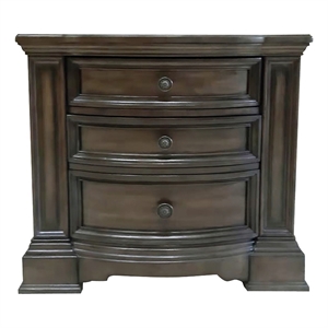 avalon furniture 3-drawer traditional wood veneer nightstand in brown