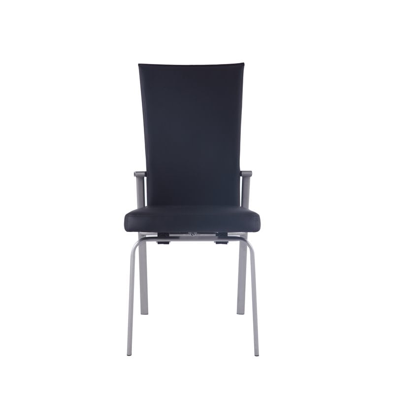 Milan Monique Motion-Back Faux Leather Side Chair in Black (Set of 2)
