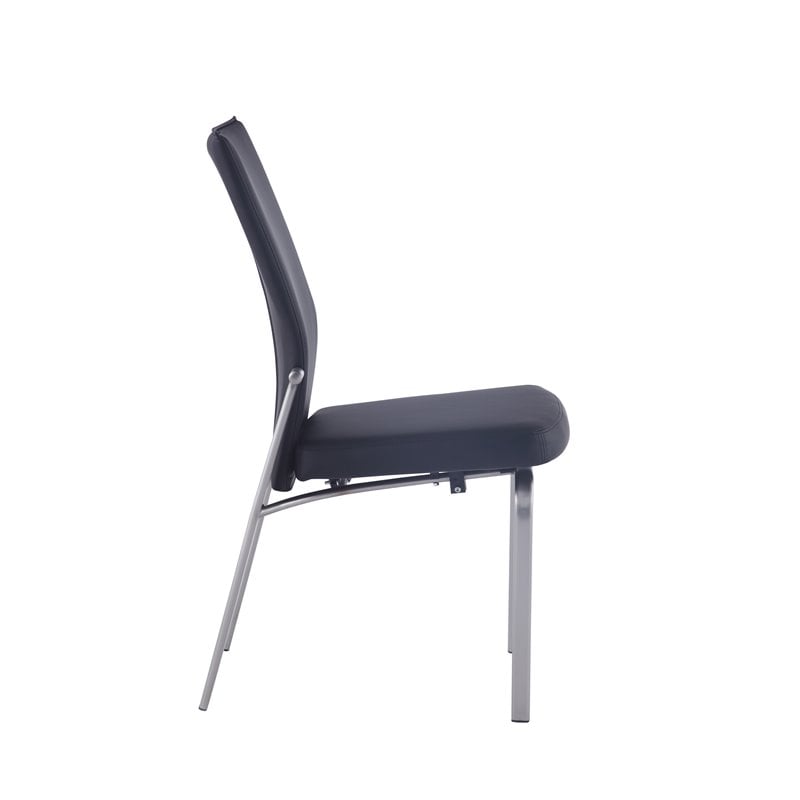 Milan Monique Motion-Back Faux Leather Side Chair in Black (Set of 2)