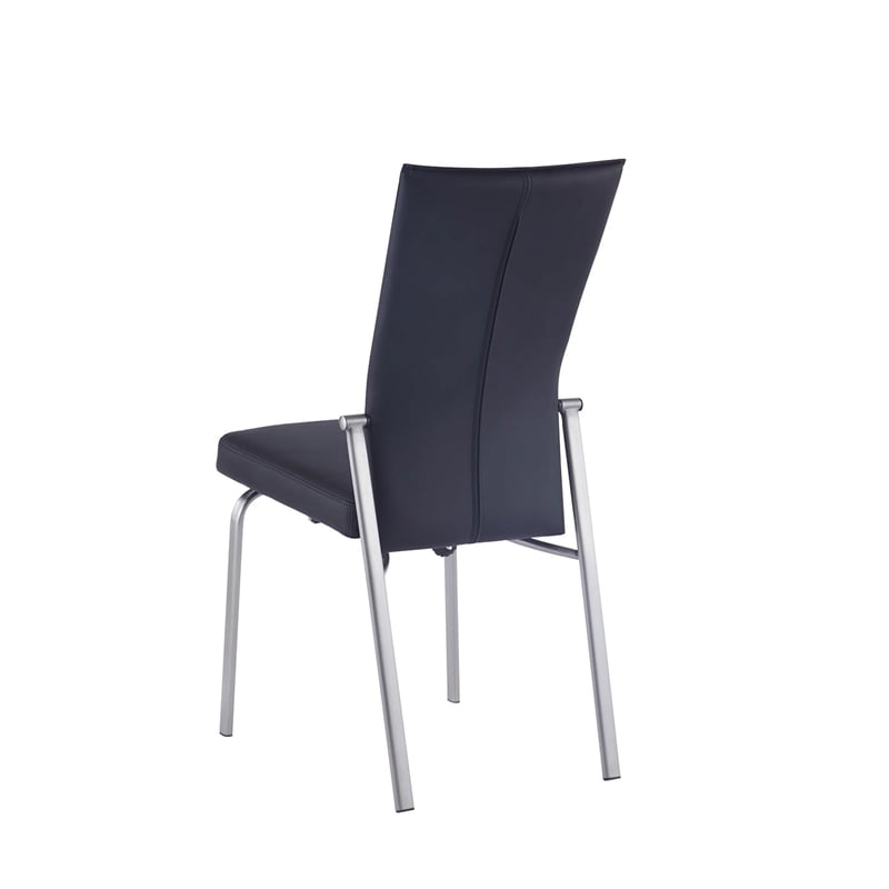 Milan Monique Motion-Back Faux Leather Side Chair in Black (Set of 2)