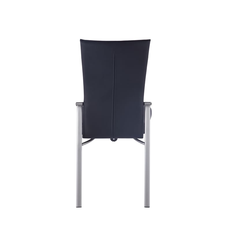 Milan Monique Motion-Back Faux Leather Side Chair in Black (Set of 2)