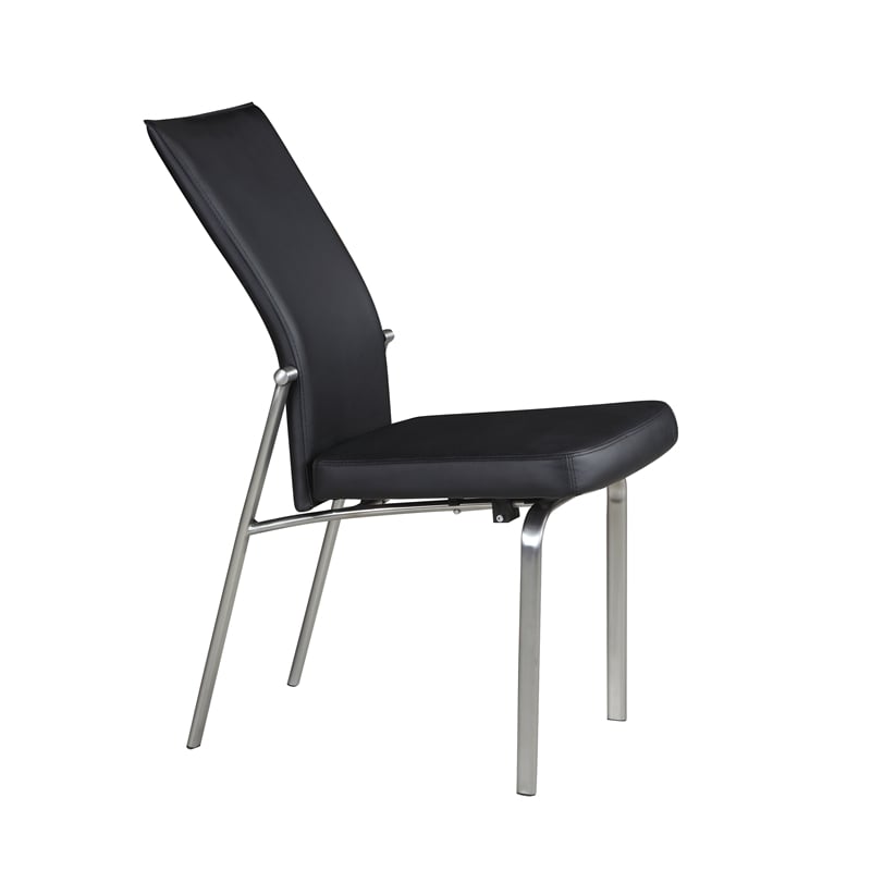 Milan Monique Motion-Back Faux Leather Side Chair in Black (Set of 2)