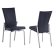 Milan Monique Motion-Back Faux Leather Side Chair in Black (Set of 2)