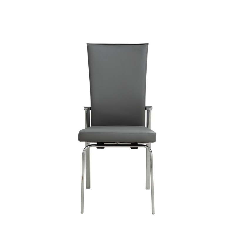Milan Monique Motion-Back Steel/PU Side Chair in Gray (Set of 2)