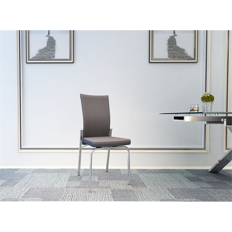 Milan Monique Motion-Back Steel/PU Side Chair in Gray (Set of 2)