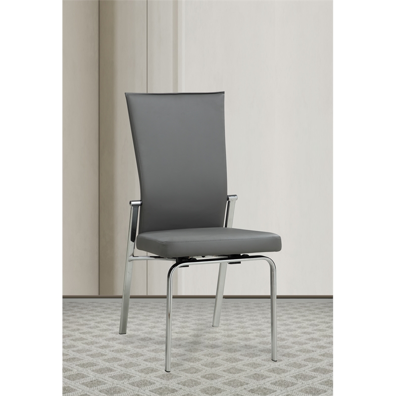 Milan Monique Motion-Back Steel/PU Side Chair in Gray (Set of 2)