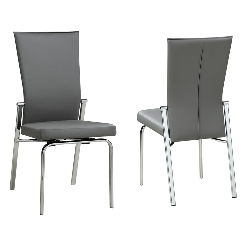 Milan Monique Motion-Back Steel/PU Side Chair in Gray (Set of 2)