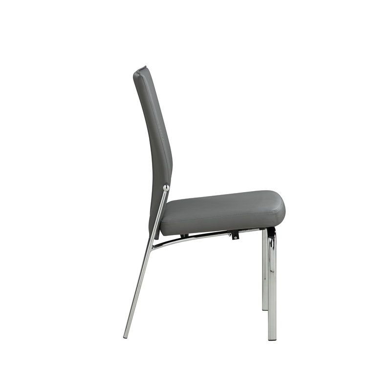 Milan Monique Motion-Back Steel/PU Side Chair in Gray (Set of 2)