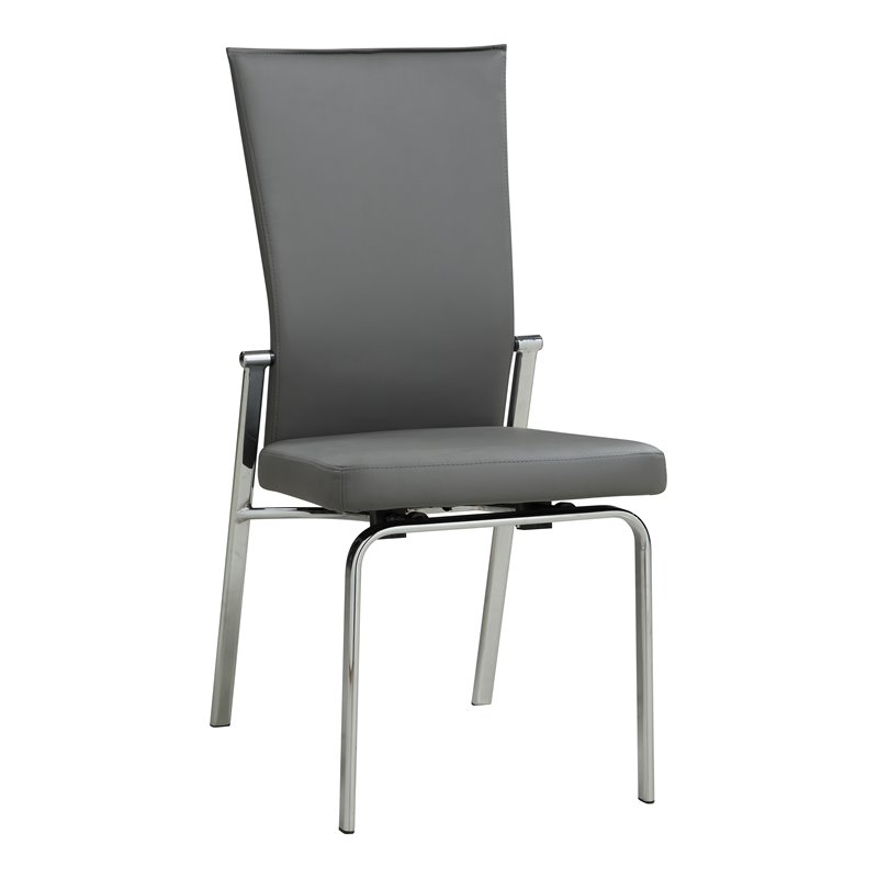 Milan Monique Motion-Back Steel/PU Side Chair in Gray (Set of 2)