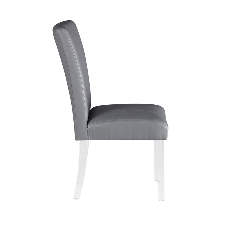 Milan Mckinley Flare-Back Steel/PU Parson Side Chair in Gray (Set of 2)