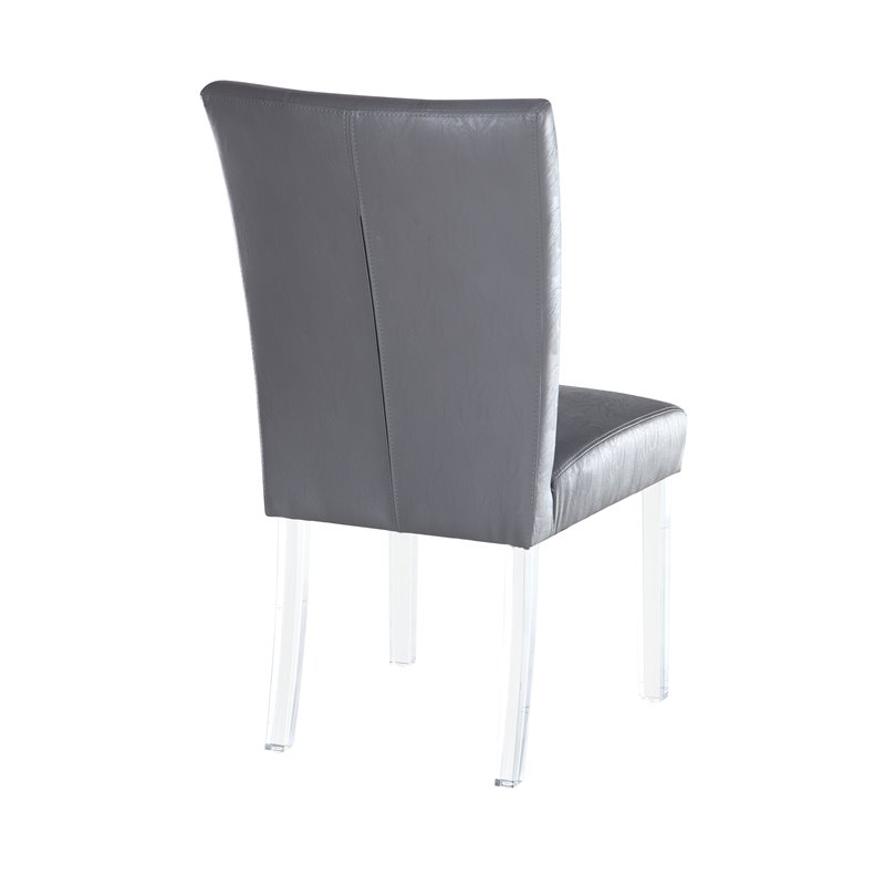 Milan Mckinley Flare-Back Steel/PU Parson Side Chair in Gray (Set of 2)