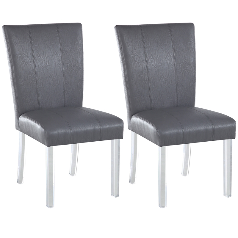 Milan Mckinley Flare-Back Steel/PU Parson Side Chair in Gray (Set of 2)