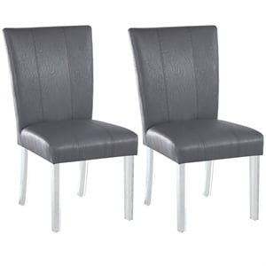 Milan Mckinley Flare-Back Steel/PU Parson Side Chair in Gray (Set of 2)