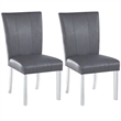 Milan Mckinley Flare-Back Steel/PU Parson Side Chair in Gray (Set of 2)