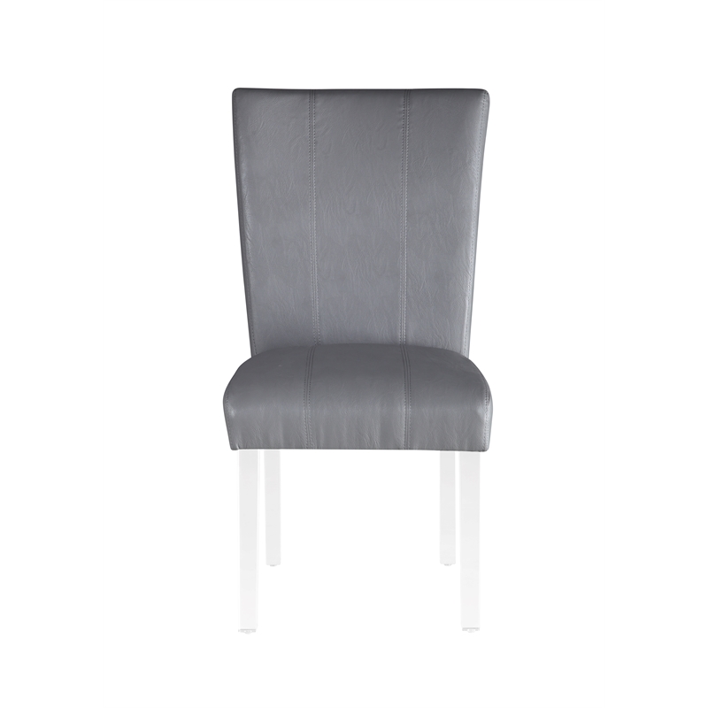 Milan Mckinley Flare-Back Steel/PU Parson Side Chair in Gray (Set of 2)